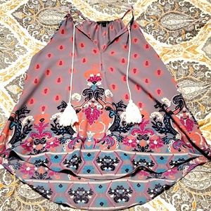 Colorful Racerback Tank with Tassels